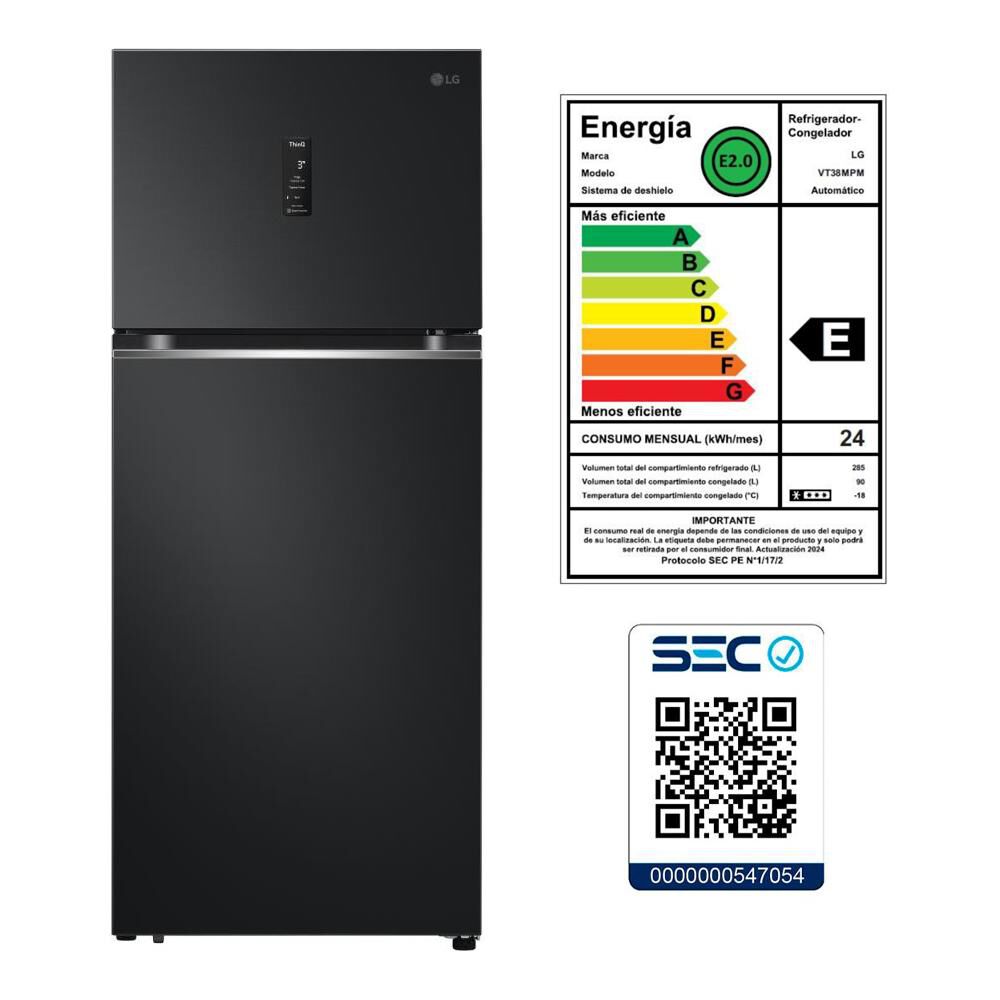 Refrigerador Top Freezer LG VT38MPM.AEPPECL / No Frost / 375 Litros image number 9.0